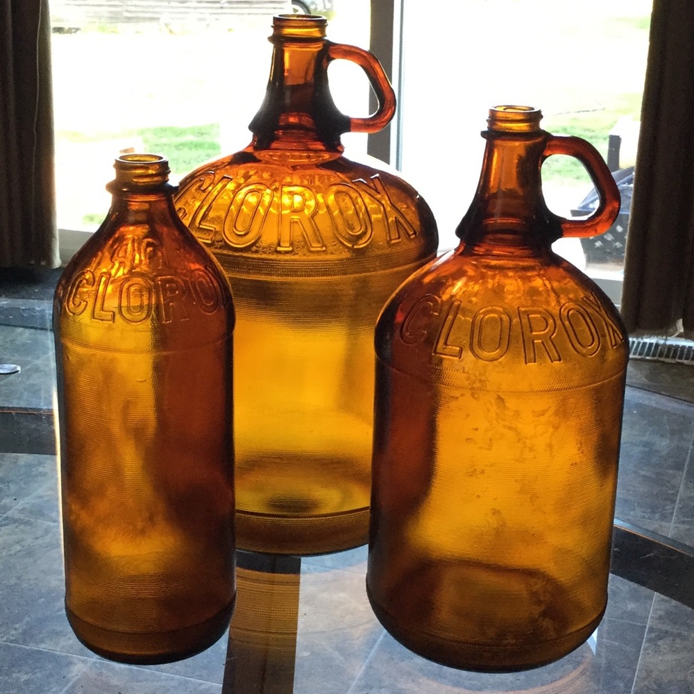 Set of 3 Antique 1955-1959 CLOROX jugs